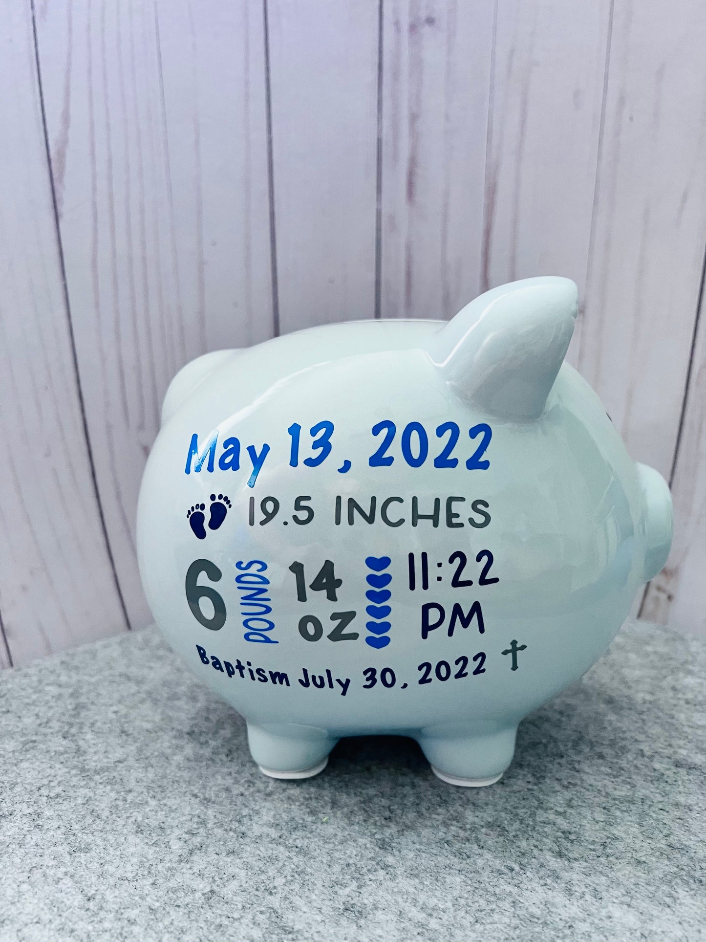 Custom Baby Birth Stat Piggy Bank