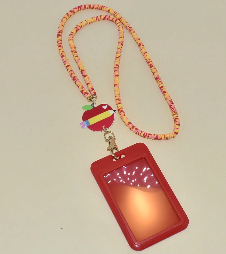 Colorful Polymer Clay Beads With ID Card Holder Lanyard