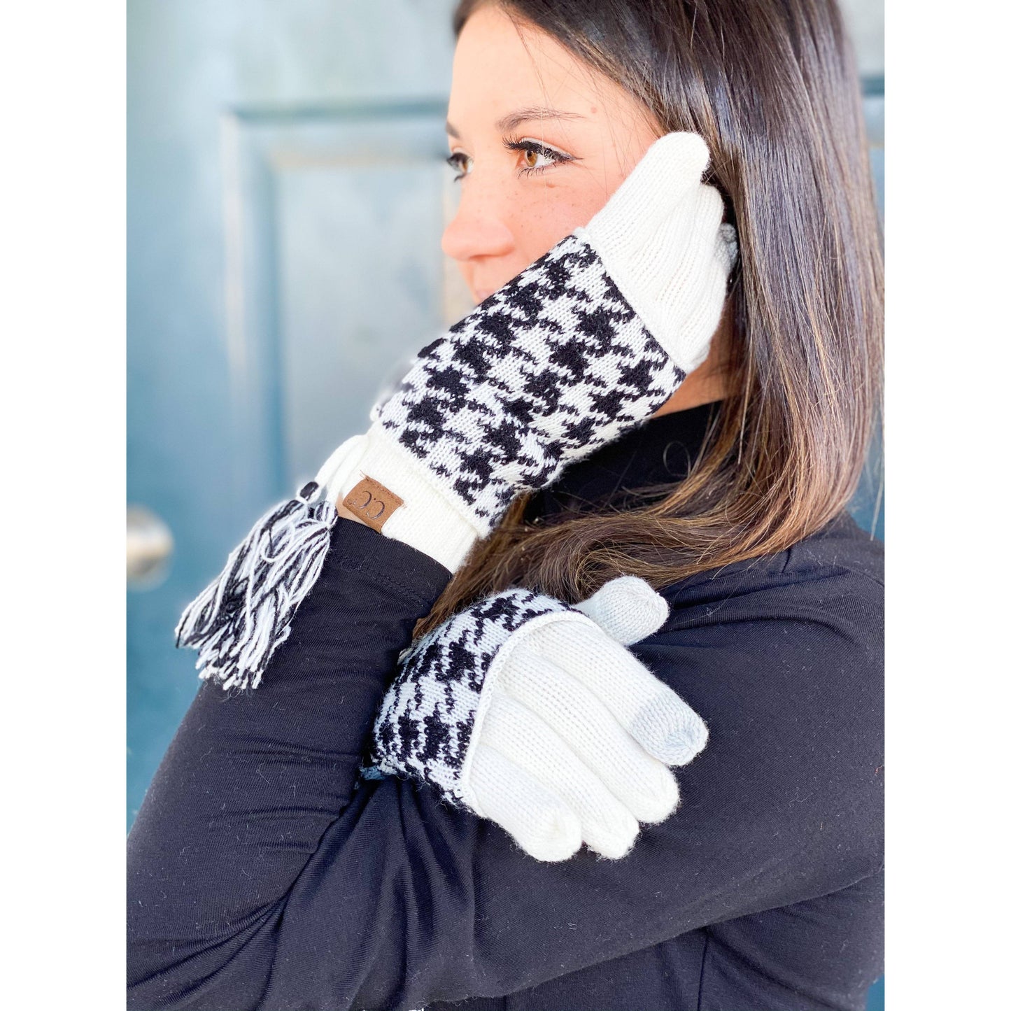 Houndstooth Cuffed CC Women's Gloves