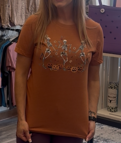 Pumpkin and Skeleton Autumn Shirt