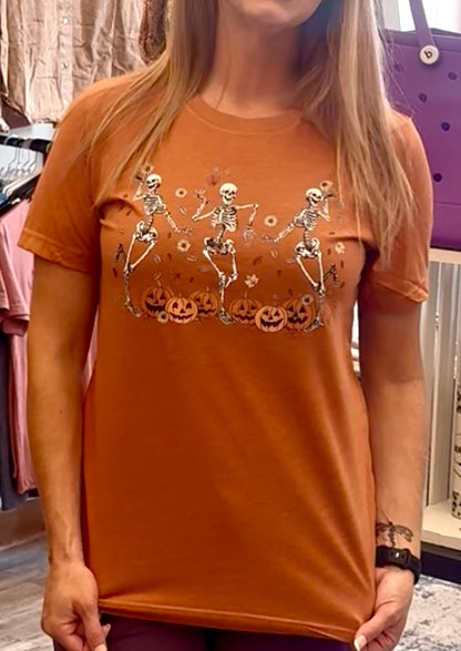 Pumpkin and Skeleton Autumn Shirt