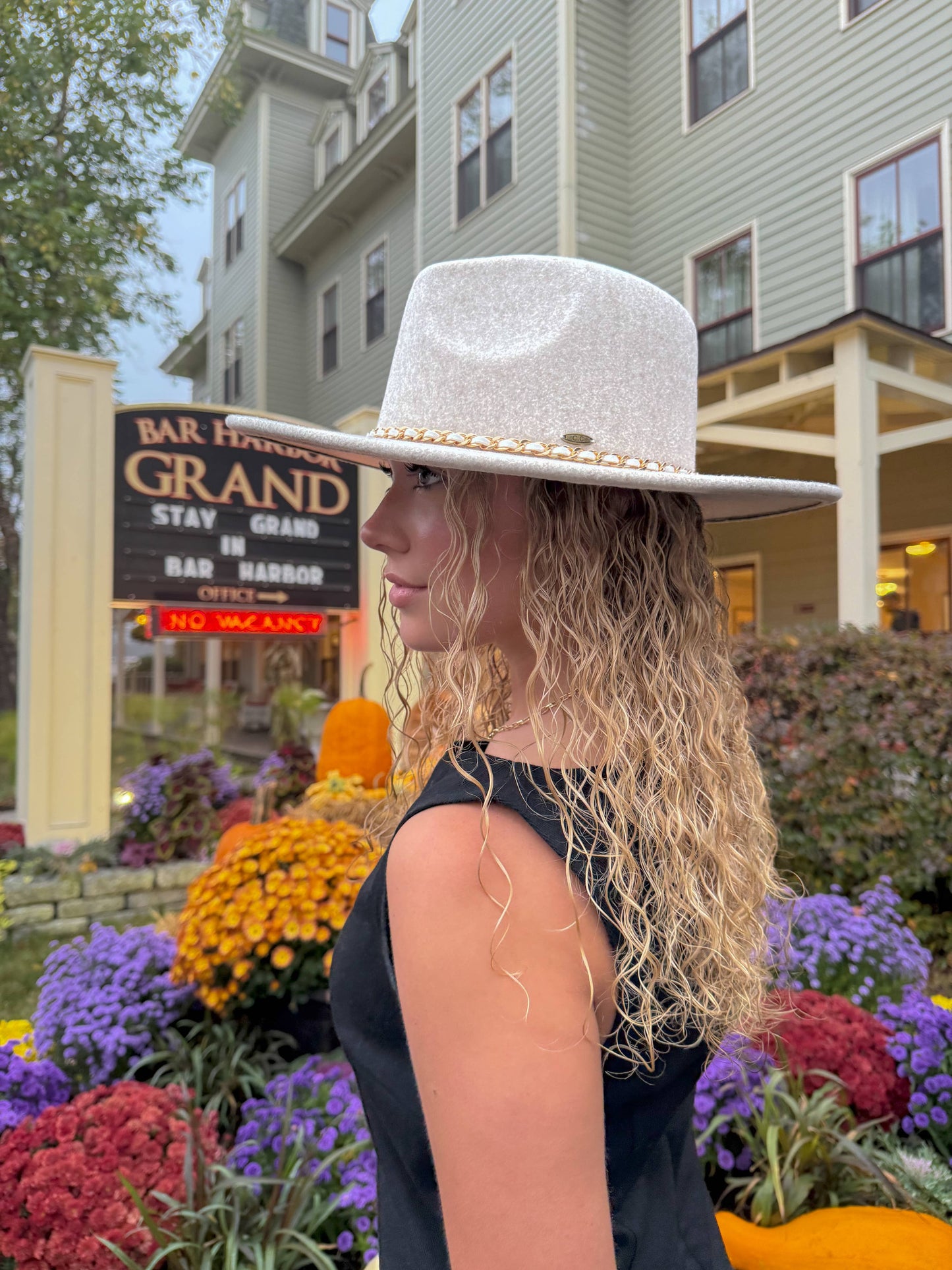 Chain Trim Band C.C Vegan Fabric Hat VFE0003