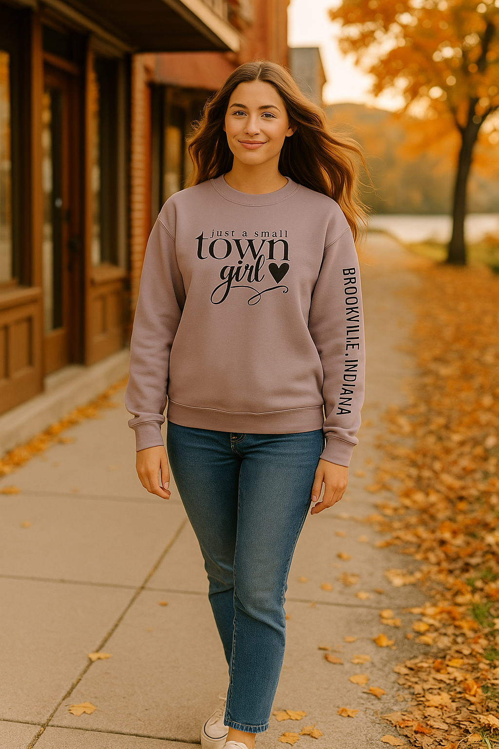 Just a small town girl, customized city and state, sweatshirt