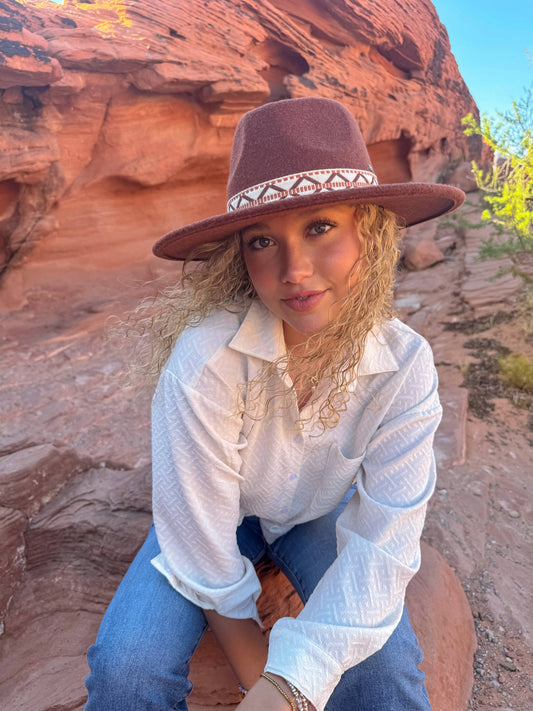 Geometric Band C.C Vegan Felt Hat VFE0005