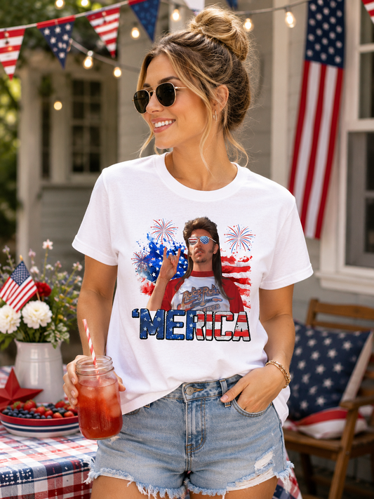 Joe Dirt 'Merica Patriotic Graphic T-Shirt | Funny 4th of July Unisex Tee