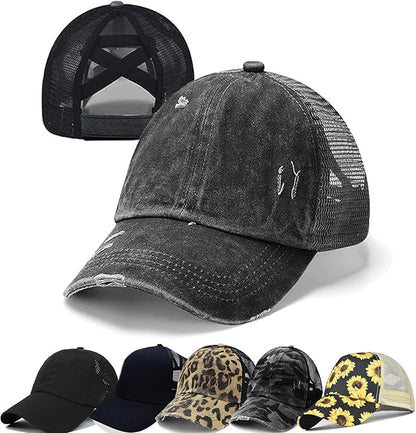 Ponytail Hat- Cross back