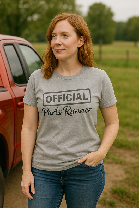 Official Parts Runner Tee – Distressed Stamp Graphic | Mechanic & Farm Life Shirt