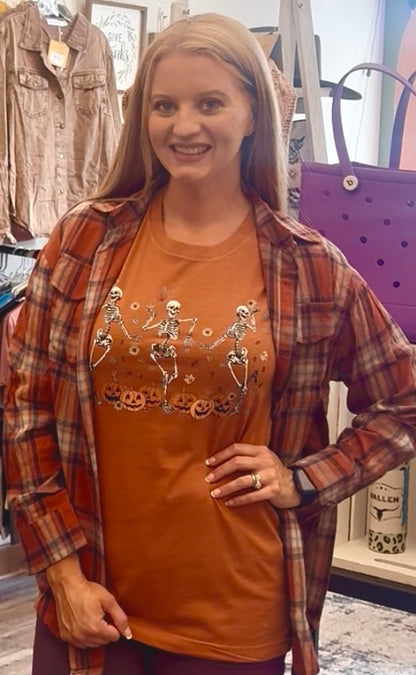Pumpkin and Skeleton Autumn Shirt