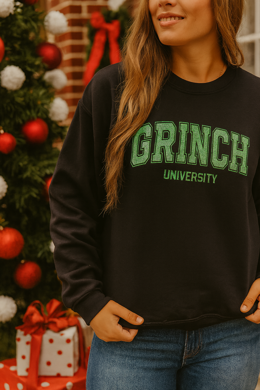 Grinch University Sweatshirt | Holiday Crewneck