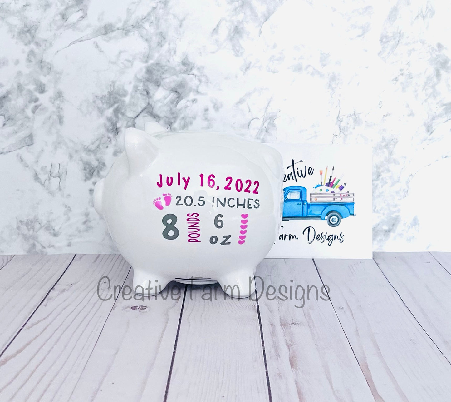 Custom Baby Birth Stat Piggy Bank