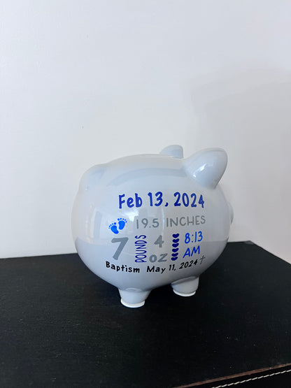 Custom Baby Birth Stat Piggy Bank