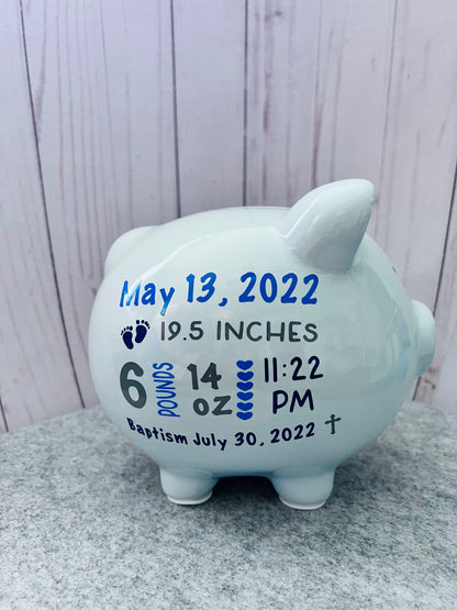 Custom Baby Birth Stat Piggy Bank