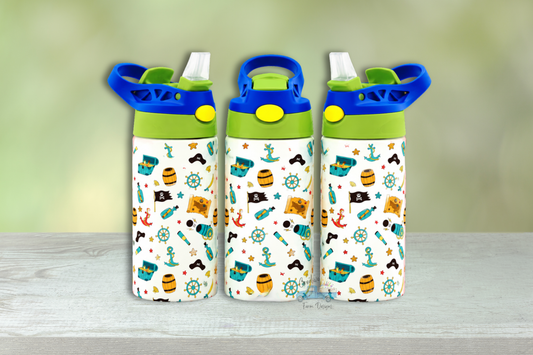 Pirate 12 oz Kids Water Bottle with Straw Lid