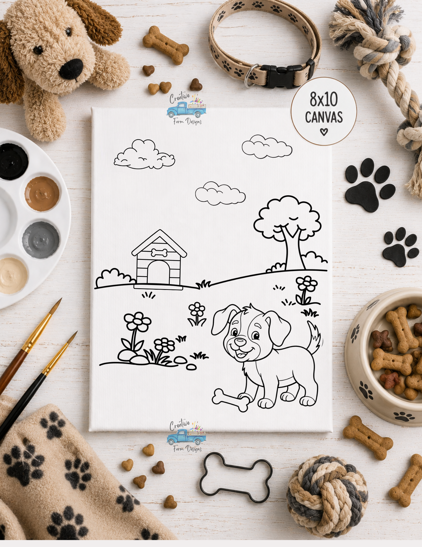 DIY Kids Paint Kit | Pre-Printed 8x10 Canvas Painting Kit for Kids
