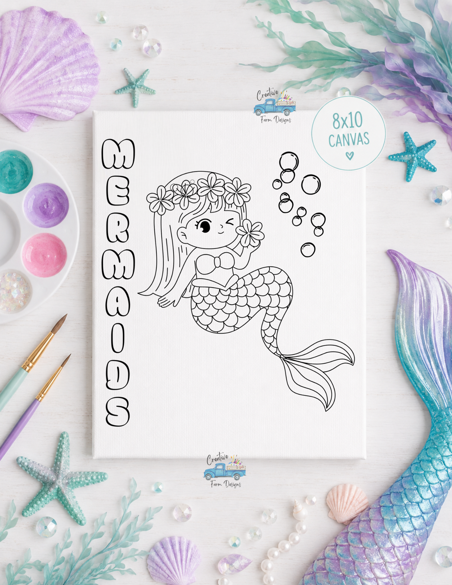 DIY Kids Paint Kit | Pre-Printed 8x10 Canvas Painting Kit for Kids