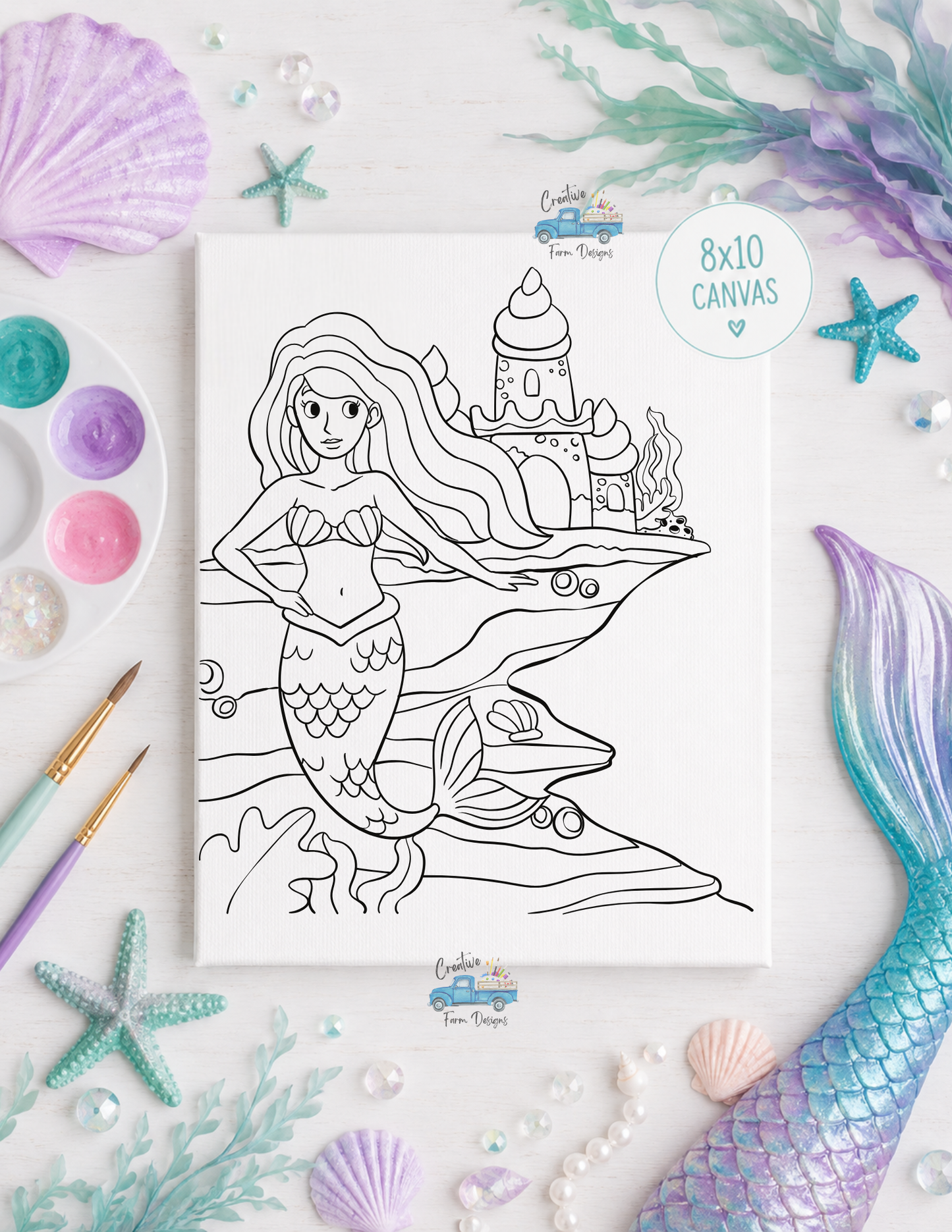 DIY Kids Paint Kit | Pre-Printed 8x10 Canvas Painting Kit for Kids