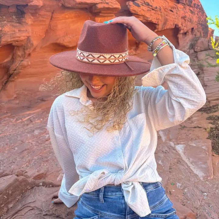 Geometric Band C.C Vegan Felt Hat VFE0005