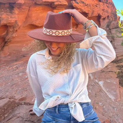 Geometric Band C.C Vegan Felt Hat VFE0005