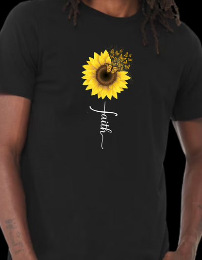 Faith Sunflower Crew Neck Print Graphic Top