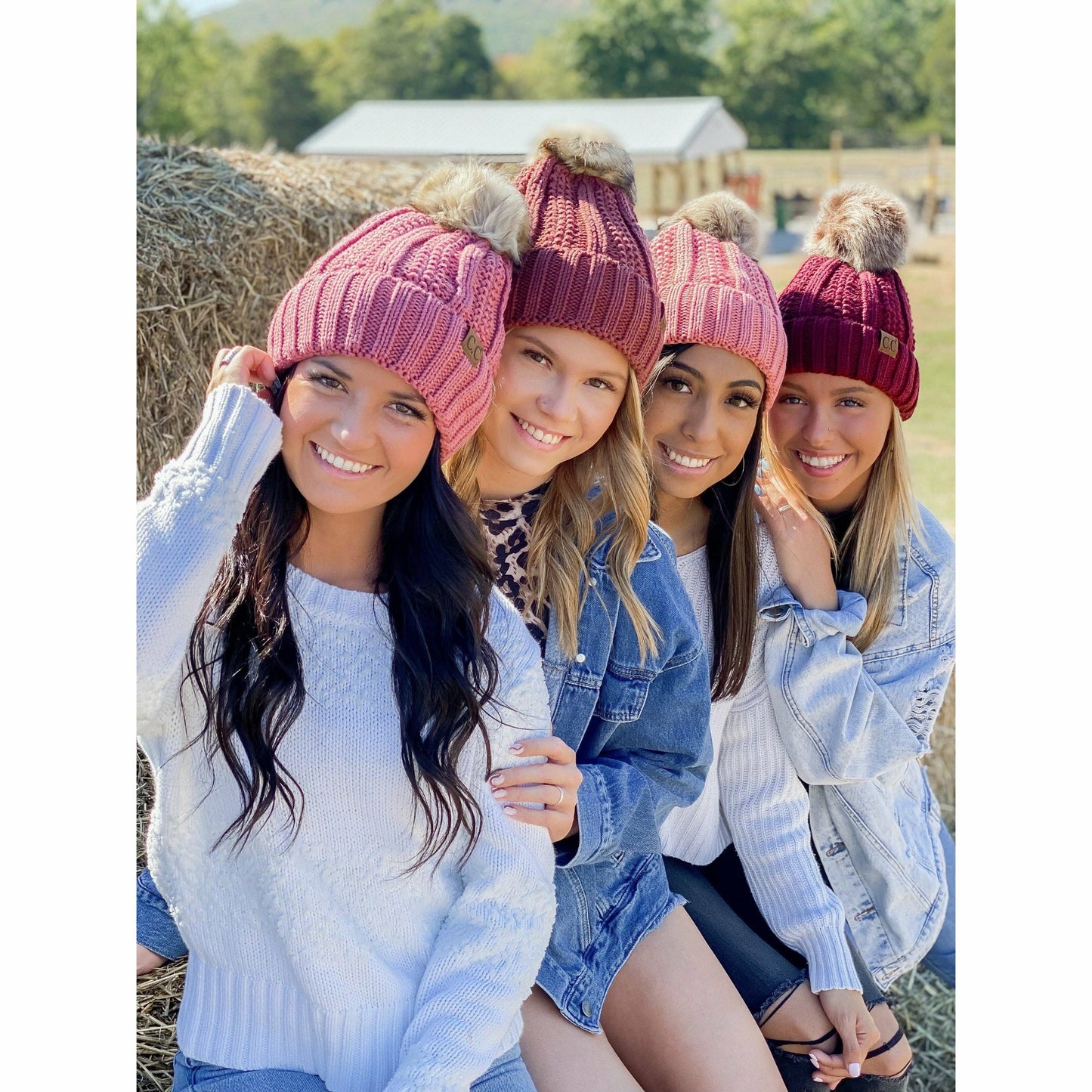 Fuzzy Lined Fur Pom CC Beanie YJ820