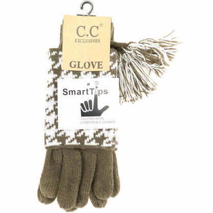Houndstooth Cuffed CC Women's Gloves