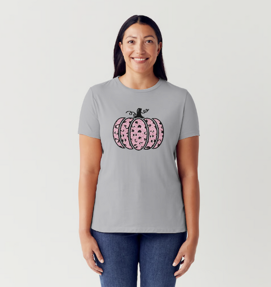 Pink Faux Glitter Pumpkin Shirt